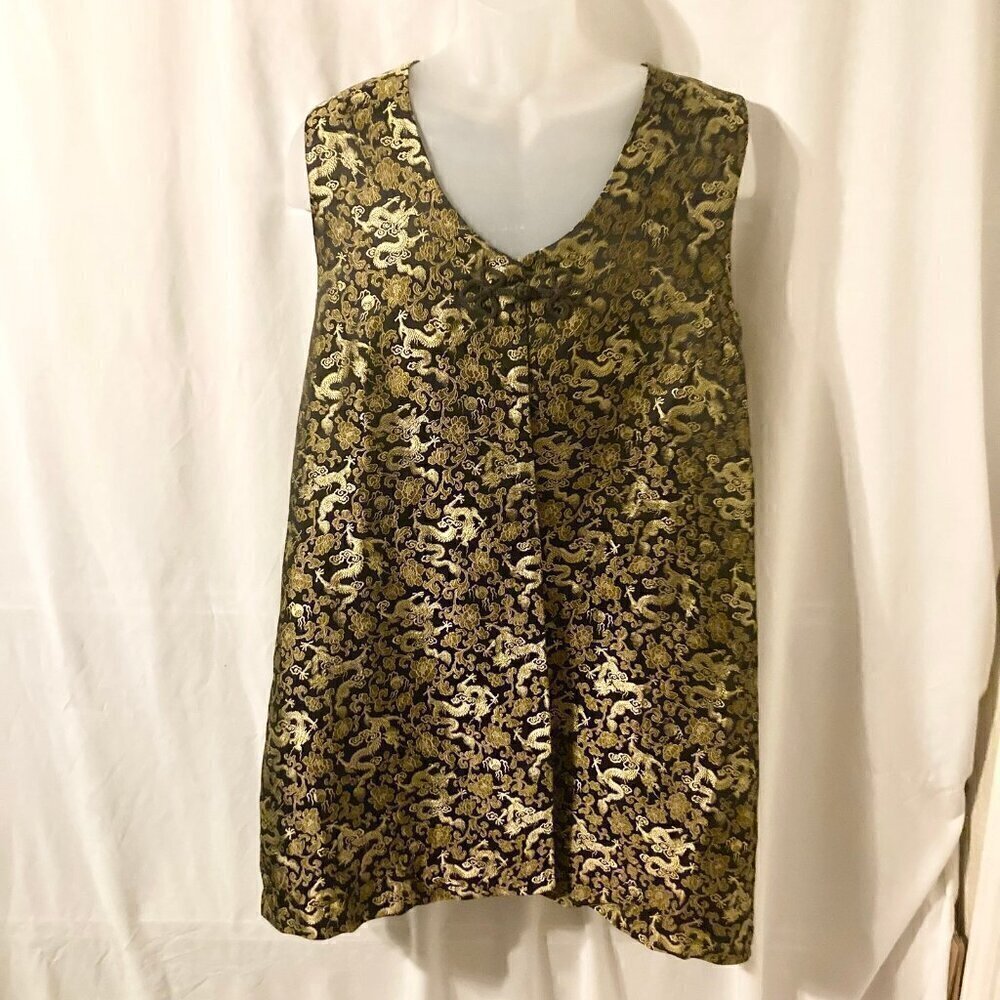 The Planet Chinese Vest Golden Dragon Embroidery Medium - Picture 3 of 9